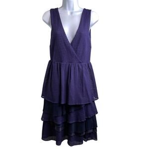 Anthropologie Rio Rao Navy Blue Tiered Dress Size S Coquette‎ Fairy Swiss Dot